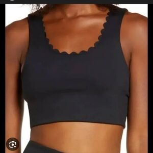 Zella Black Sports Bra With Scalloped Edges Size Small NWOT